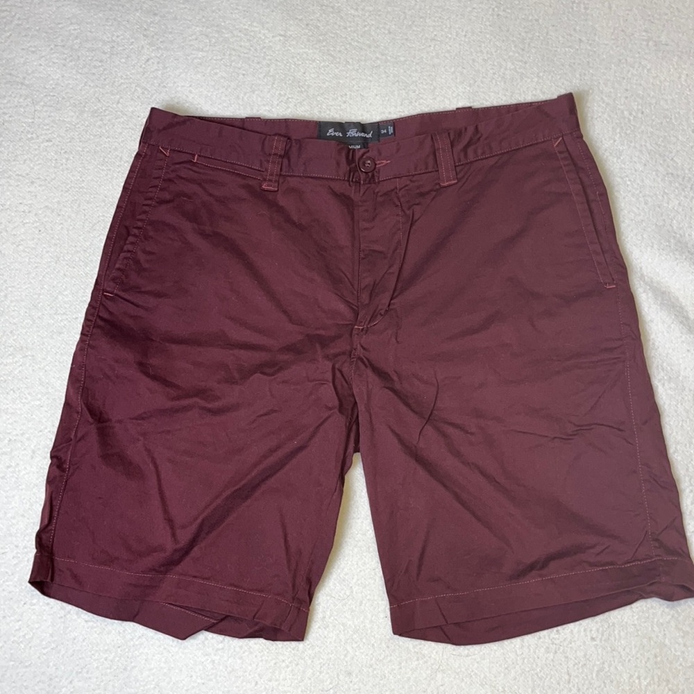 Mens Ever Forward burgundy Chine shorts size 34